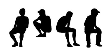 people seated outdoor silhouettes set 13 clipart