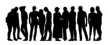 büyük bir grup insan siluetleri 8 set