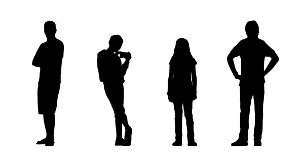 People standing outdoor silhouettes set 24 — Stock Photo, Image