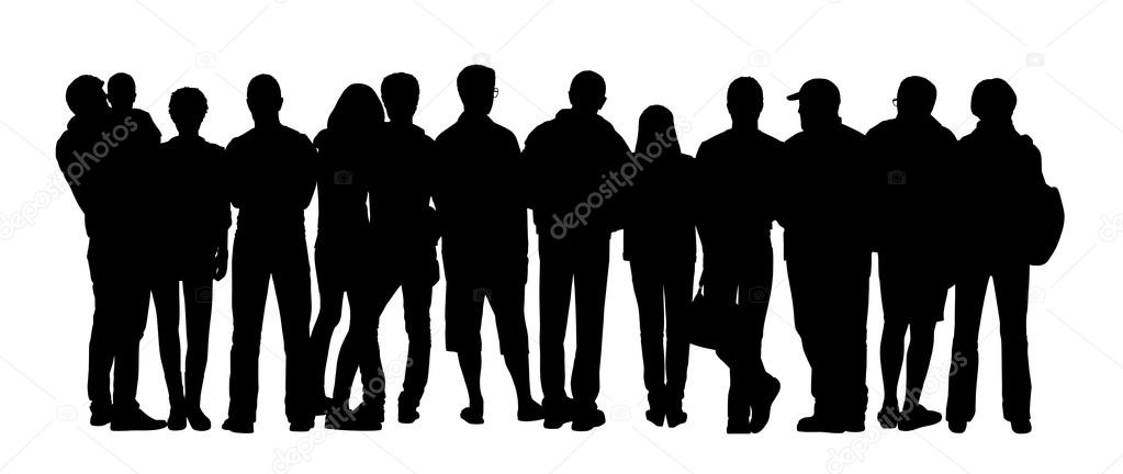 large group of people silhouettes set 4