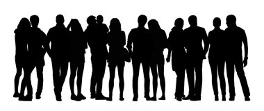 Large group of people silhouettes set 12