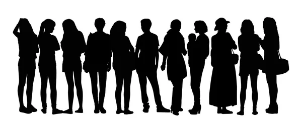 Large group of people silhouettes set 10 — Stock fotografie