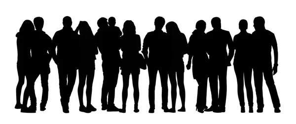 Large group of people silhouettes set 12 — Stok fotoğraf