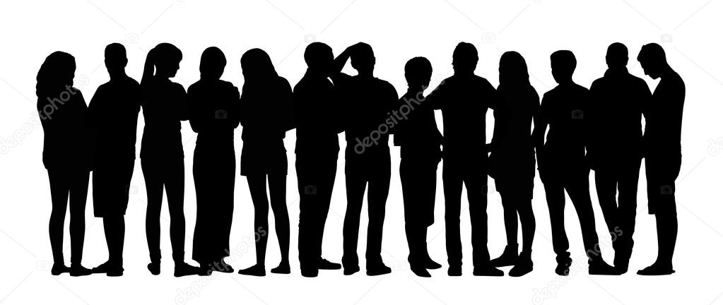 large group of people silhouettes set 9