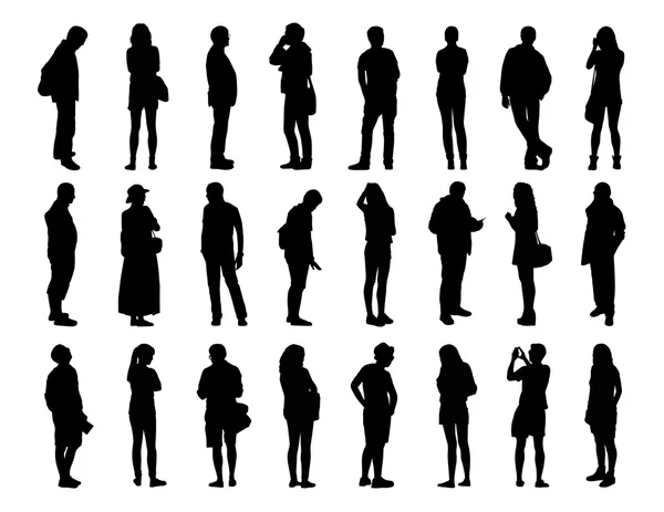 Big set of men and women standing silhouettes 1 — Stock Photo, Image