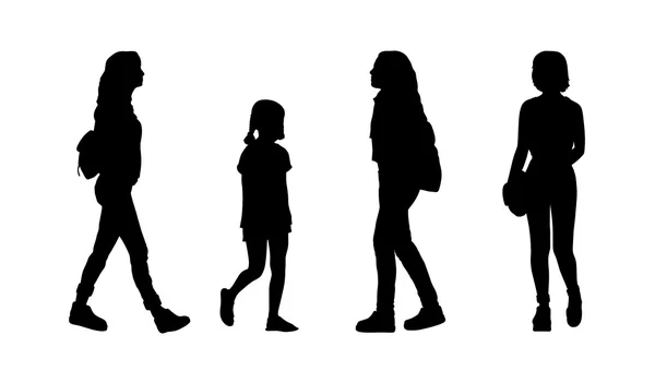 People walking outdoor silhouettes set 23 — Stock Photo, Image