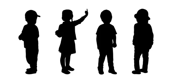 Дети стоят силуэты комплект 1 — стоковое фото