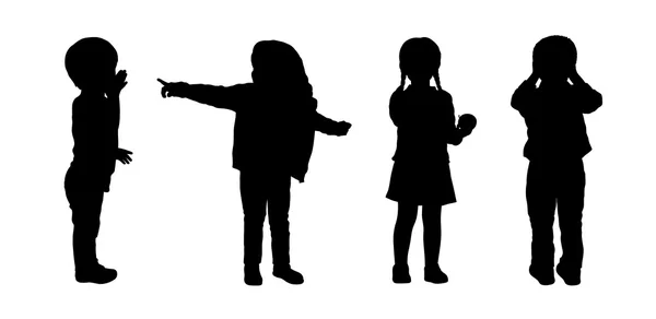 Kinder stehend Silhouetten Set 3 Stockbild