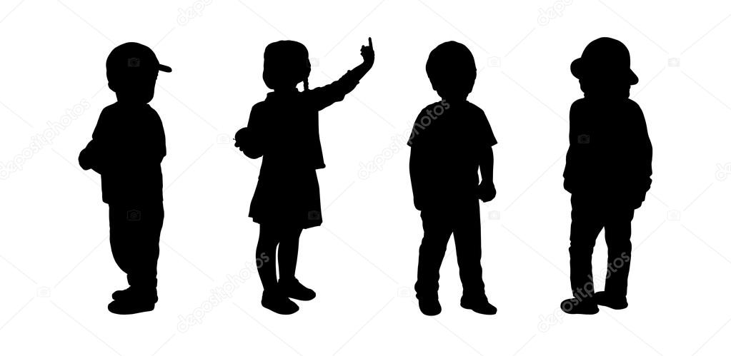 Children standing silhouettes set 1