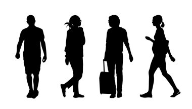 people walking outdoor silhouettes set 31