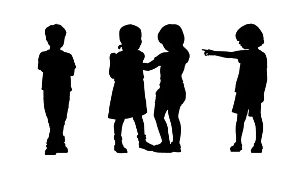 Τα παιδιά στέκεται σιλουέτες που 6 — Φωτογραφία Αρχείου