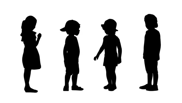 Kinder stehend Silhouetten Set 4 — Stockfoto