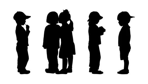 Дети стоят силуэты набор 5 — стоковое фото
