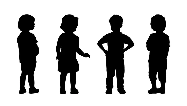 Kinder stehende Silhouetten Set 7 Stockfoto