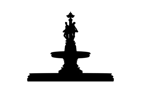 Classic style old fountain with statues silhouette Stock Photo