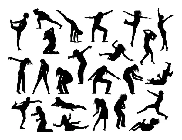 Big set of people in action silhouettes 1 Royalty Free Stock Photos