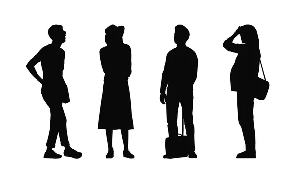 People standing outdoor silhouettes set 33 — Stock Photo, Image