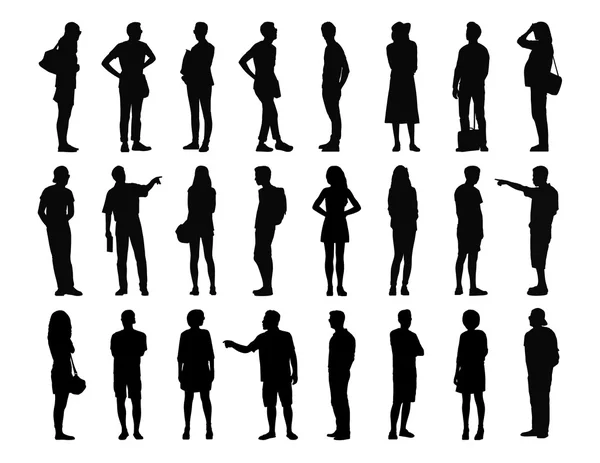 Grand ensemble d'hommes et de femmes debout silhouettes 3 — Photo