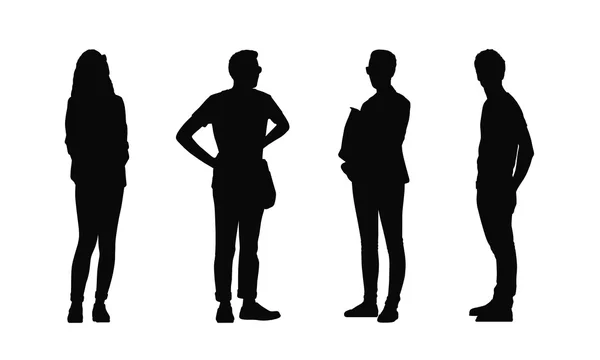 People standing outdoor silhouettes set 32 Royalty Free Stock Images