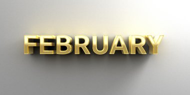 Şubat ay altın 3d kaliteli render duvar arka plan WIT Tarih