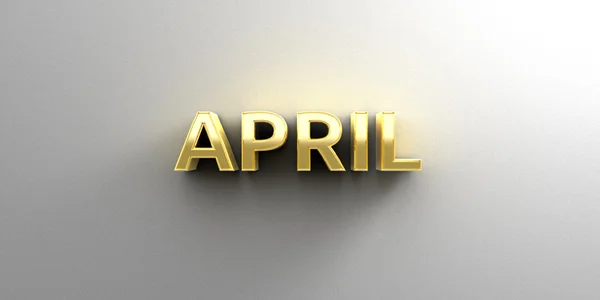 April month gold 3D quality render on the wall background with s — Stock Photo, Image