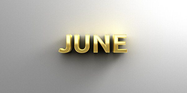 June month gold 3D quality render on the wall background with so