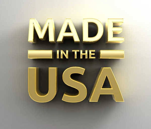 Made in USA - Gold 3D-Qualität Rendering auf dem Wandhintergrund — Stockfoto