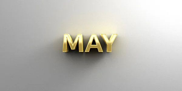 May month gold 3D quality render on the wall background with sof — Stock Photo, Image