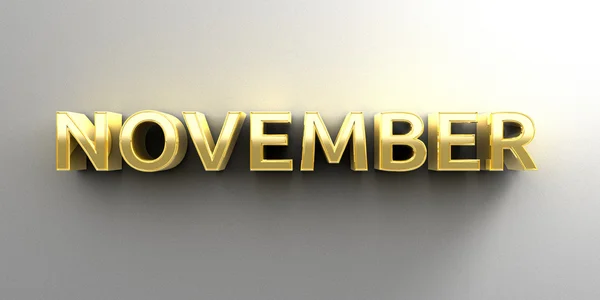 November maand goud 3d kwaliteit render op de muur achtergrond wit — Stockfoto