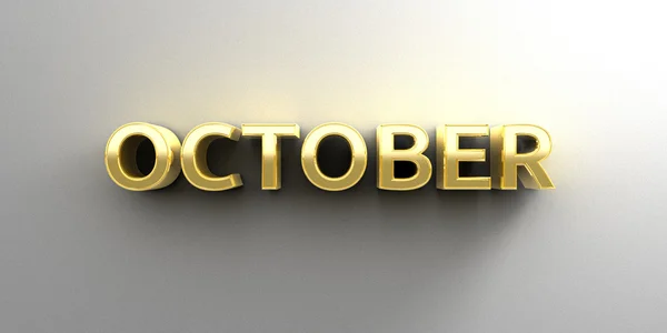 October month gold 3D quality render on the wall background with — Stock Photo, Image