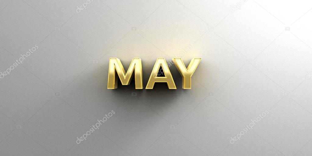 May month gold 3D quality render on the wall background with sof