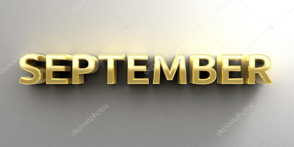 September month gold 3D quality render on the wall background wi