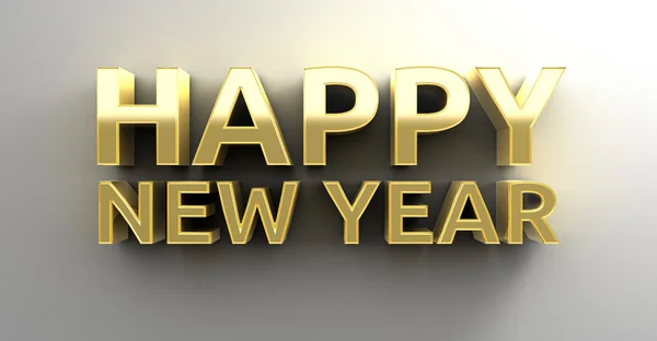 Happy New Year - gold 3D quality render on the wall background w — Stock Photo, Image