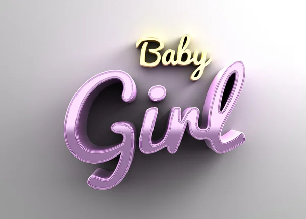 Baby girl - or et rose rendu de qualité 3D sur le fond wi — Photo