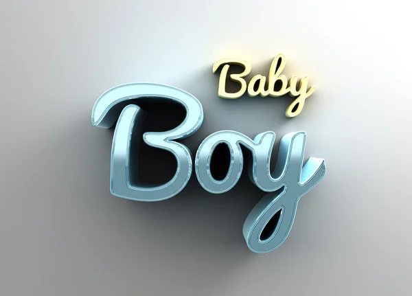 Baby boy - guld och blå 3d kvalitet återges på bakgrunden wit — Stockfoto