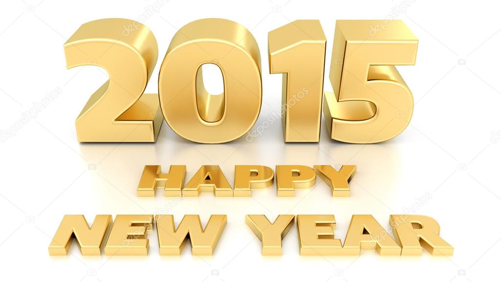 Happy New Year 2015. Isolated 3D design template on white backgr