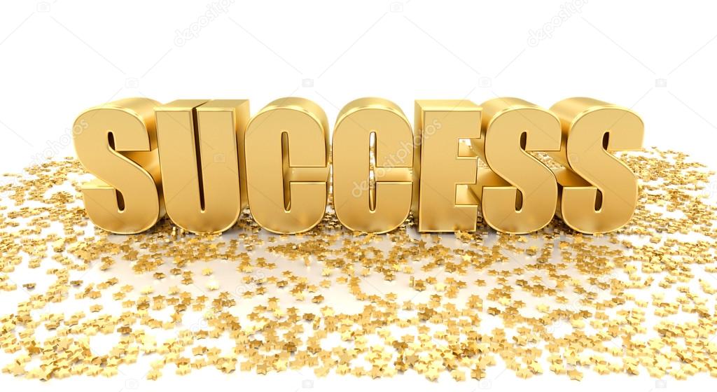 Success with stars on white background - High quality 3D Render