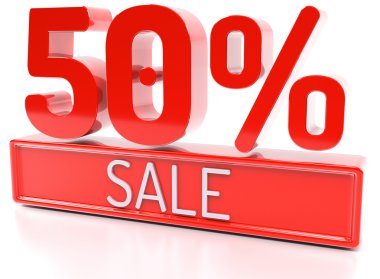 50 satış, yüzde 50, 3d indirim afiş, izole üzerinde beyaz ba-
