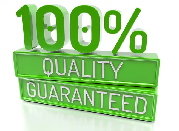 100 Quality Guaranteed, 100 percent, 3d banner - isolated, on w — Stock Photo, Image