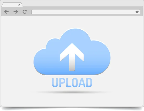 Ventana simple del navegador abierta Subir signo de nube — Vector de stock