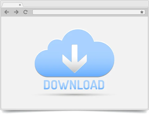 Semplice finestra del browser aperto scaricare segno cloud — Vettoriale Stock
