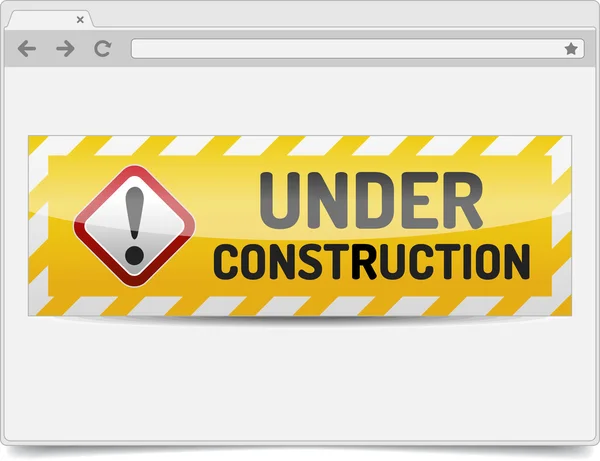 Einfach geöffnetes Browserfenster im Bau warnendes Zeichen — Stockvektor