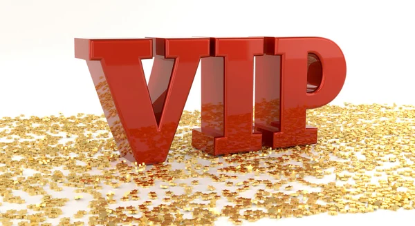 VIP - rode tekst op gouden sterren - hoge kwaliteit 3d Render — Stockfoto