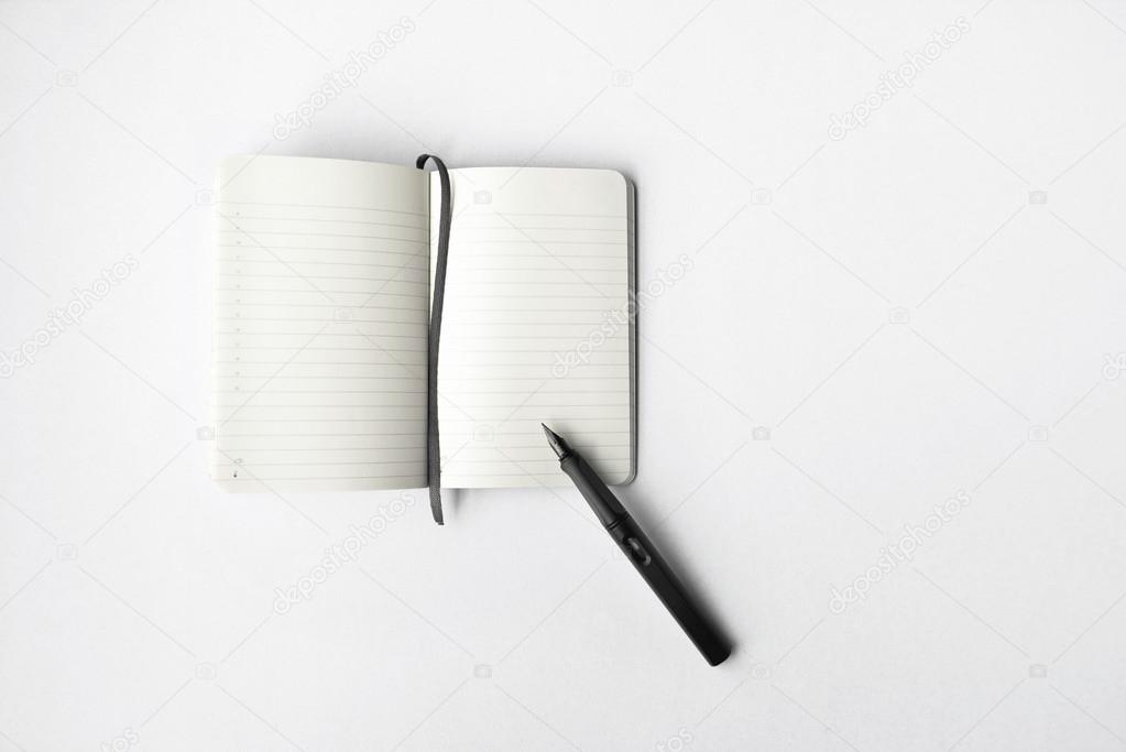 Blank diary and pen
