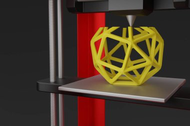 3D yazıcı, hobi için katman teknolojisi olarak plastik bir figür basıyor, 3D oluşturma