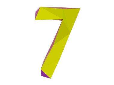 Düşük polimerli 77. numara beyaz arkaplan koleksiyon sembolleri üzerine izole edilmiş, 3D görüntüleme