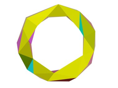 Beyaz arkaplan koleksiyon sembolleri üzerinde izole edilmiş düşük poli biçimli O büyük Latince harfi, 3d oluşturma