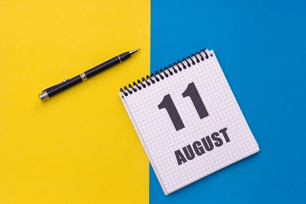 August 11Th Day Month Calendar Date Notebook Spiral Pen Lies — Stock Photo, Image