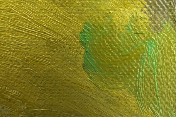 Abstract Background Green Yellow Oil Paint Canvas Close Brushstrokes Painting — Φωτογραφία Αρχείου