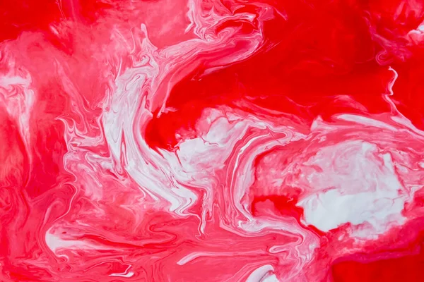 Röd Och Vit Flytande Konst Abstrakt Kreativ Bakgrund Med Akrylfärger — Stockfoto